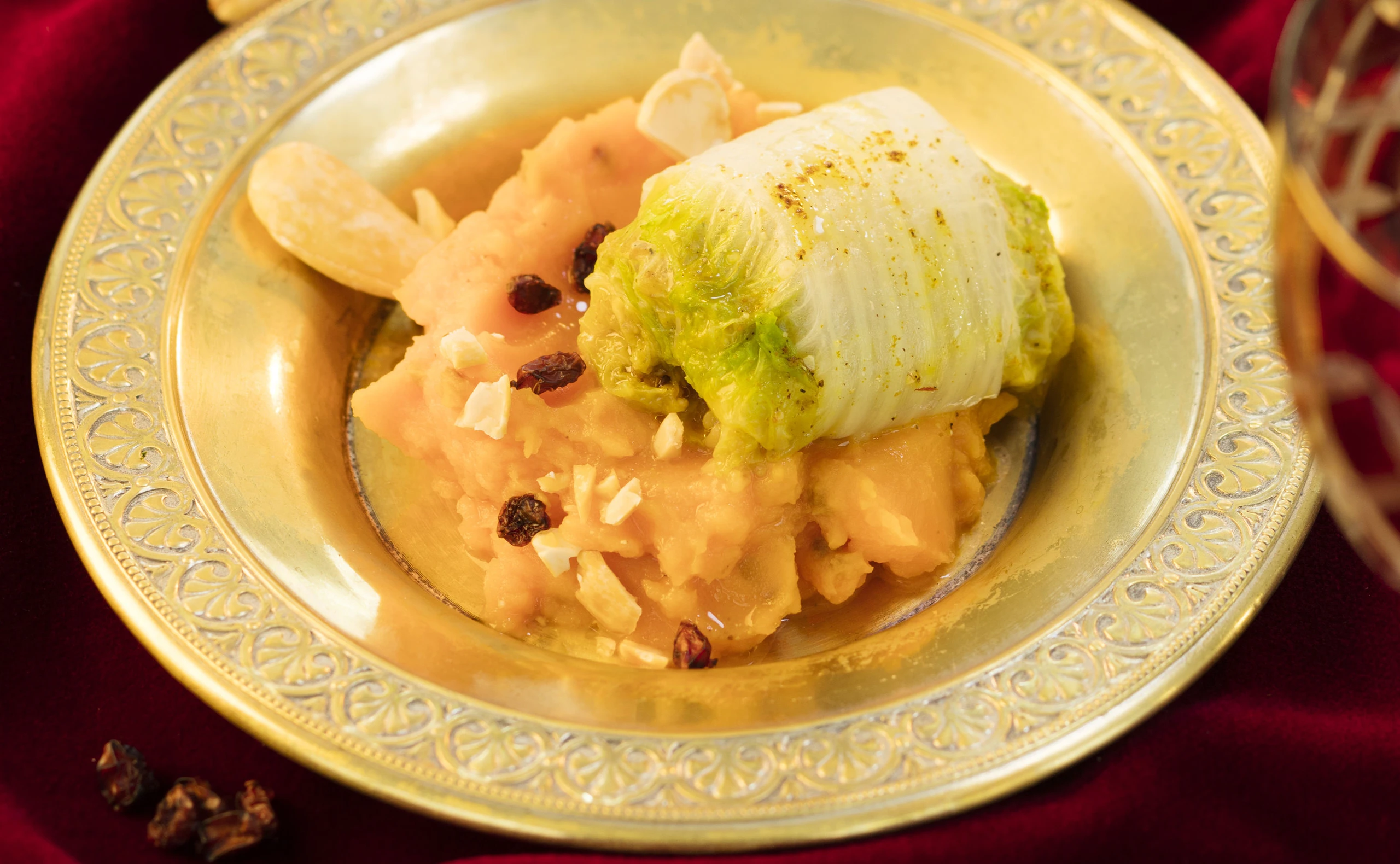 Bulgurröllchen mit Süßkartoffelpüree