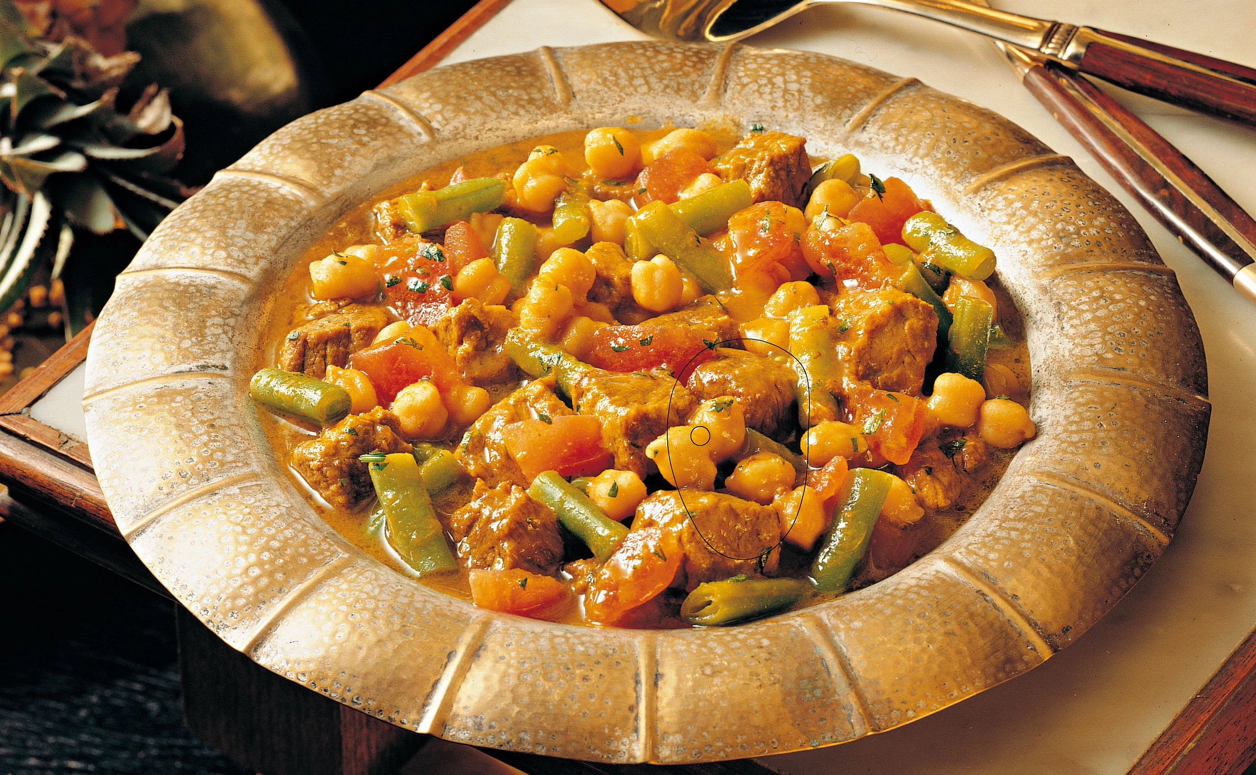 Rindfleisch mit Fisolen und Kichererbsen