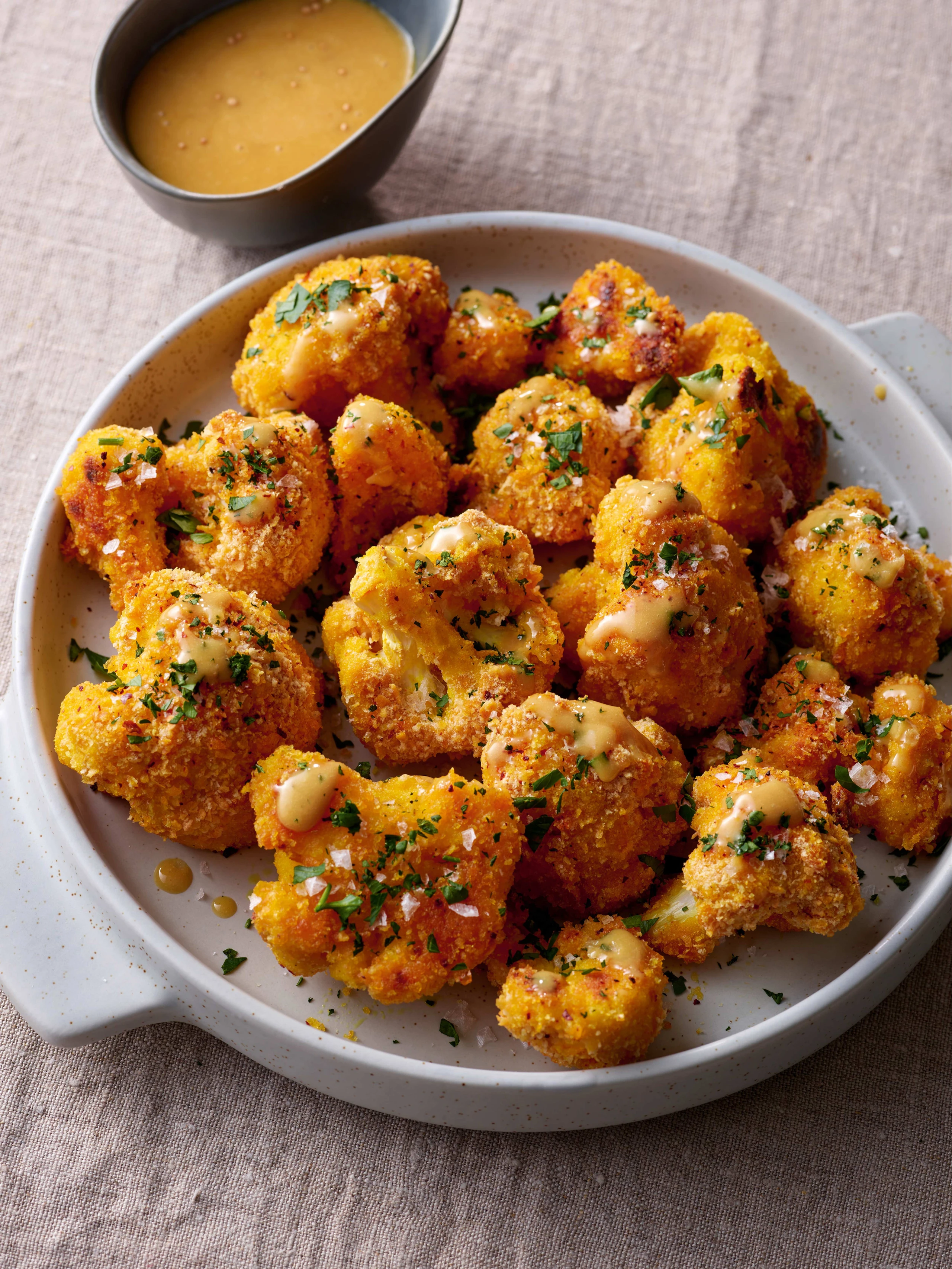 Karfiol-Wings mit Honig-Senf-Dip