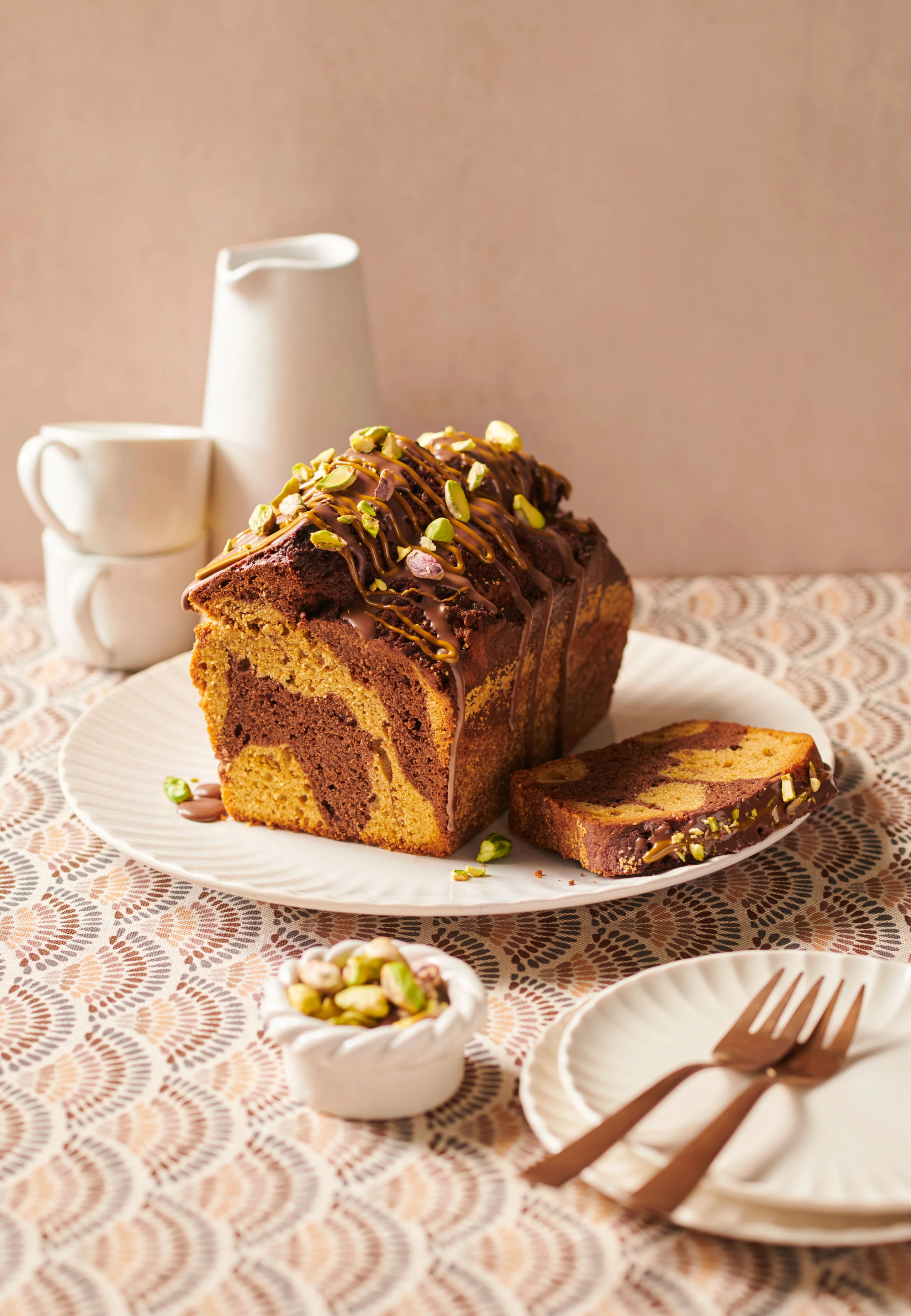 Marmorierter Schokolade-Pistazienkuchen