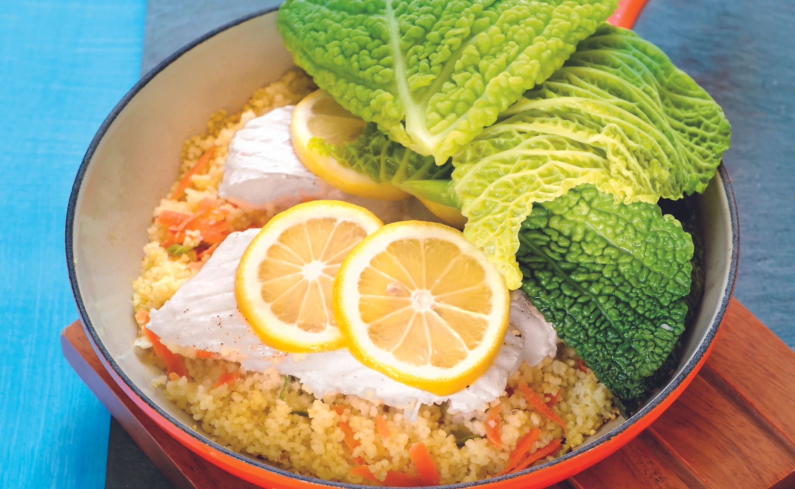 Gedünsteter Kabeljau mit Couscous