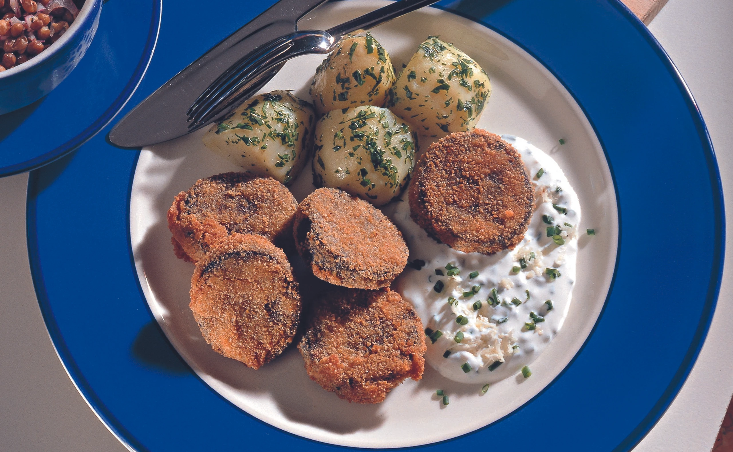 Gebackene Blutwurst mit Krensauce