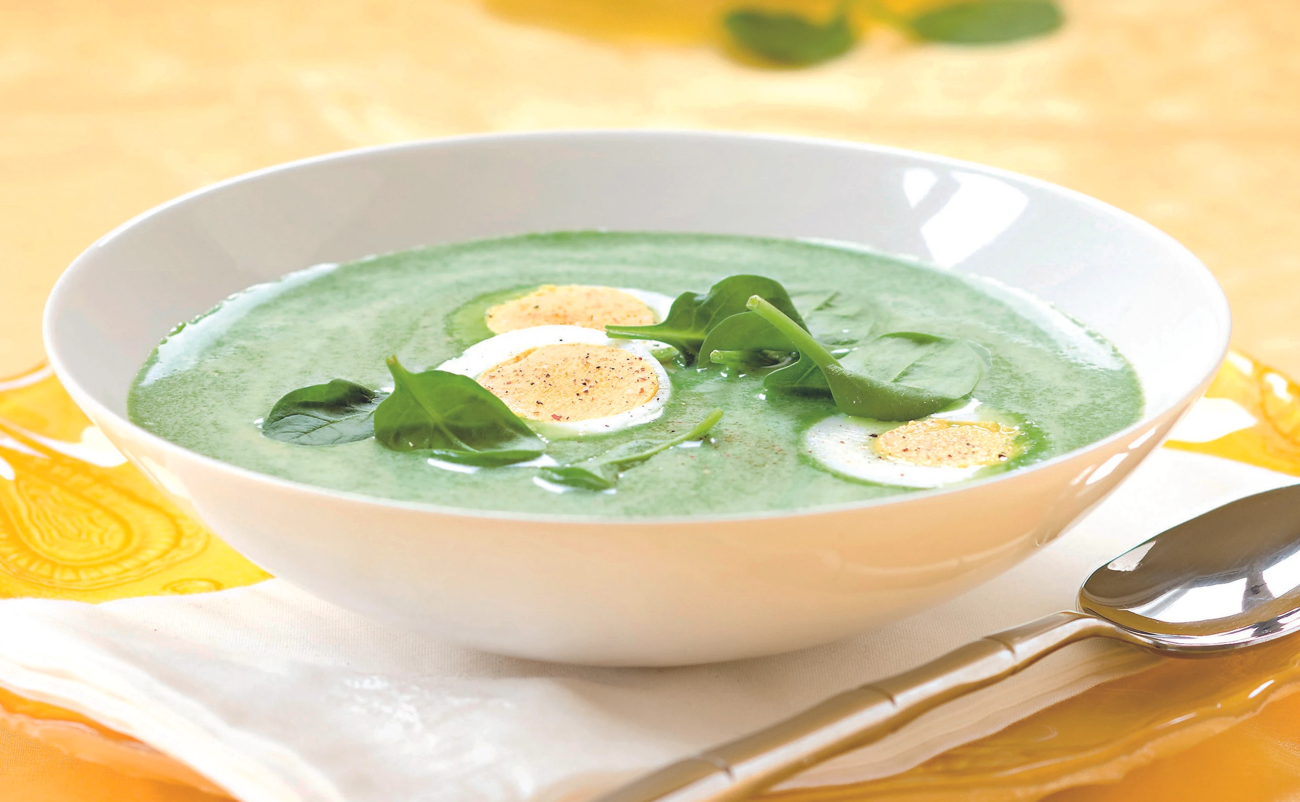 Spinat-Suppe mit Ei