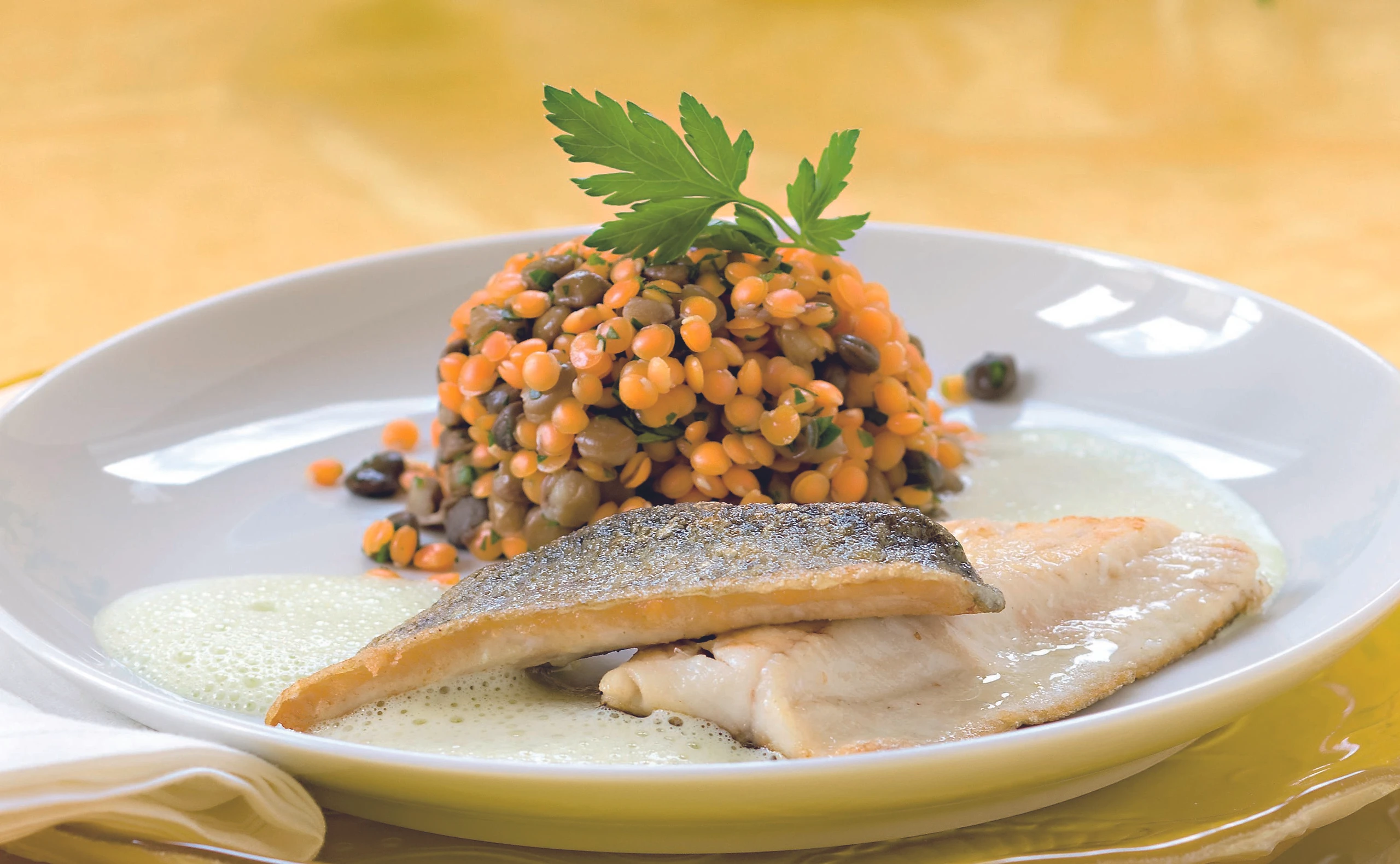 Forellenfilet mit Linsen