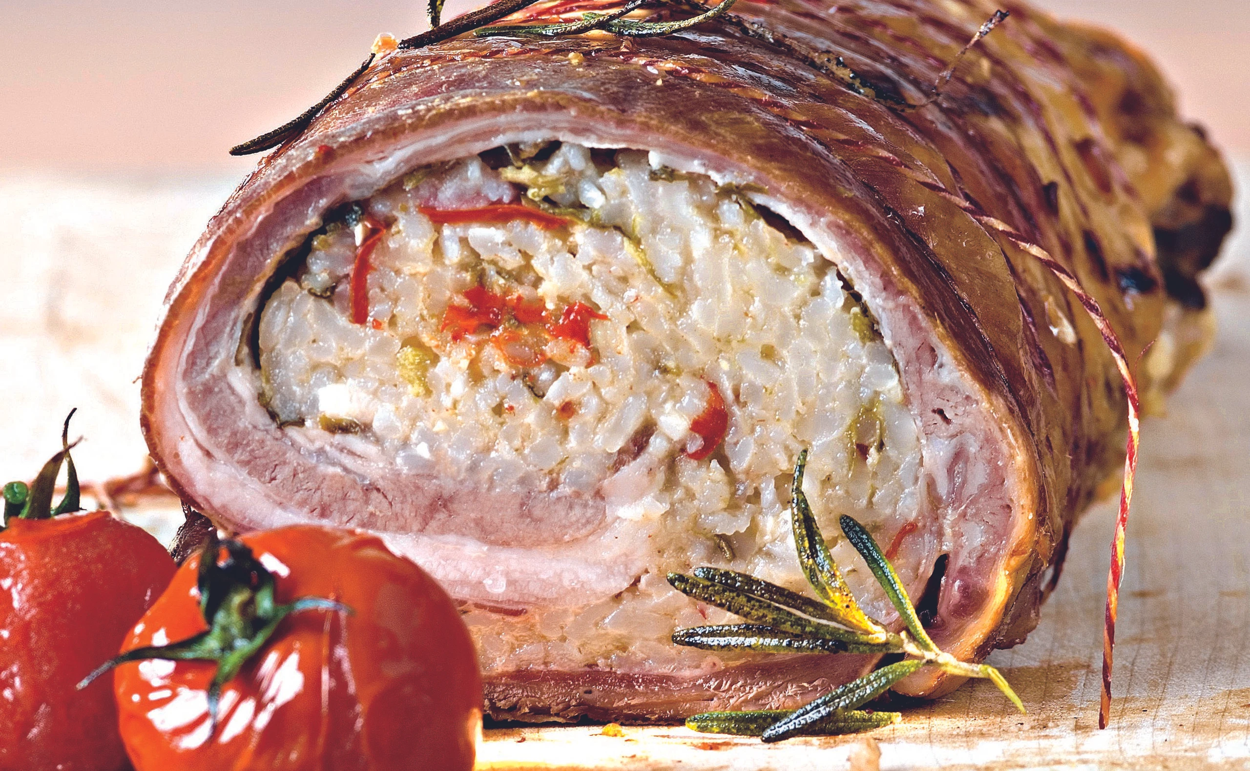 Gebratene Lammbrust mit Reisfülle