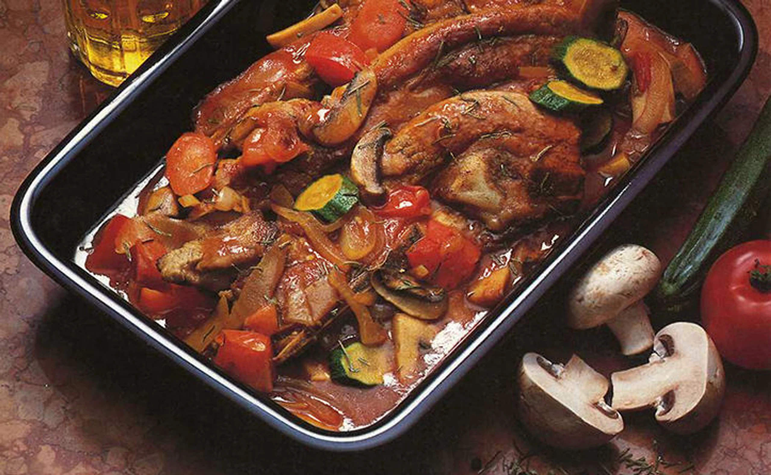 Kalbsbrustschnitten in Biersauce mit Gemüse