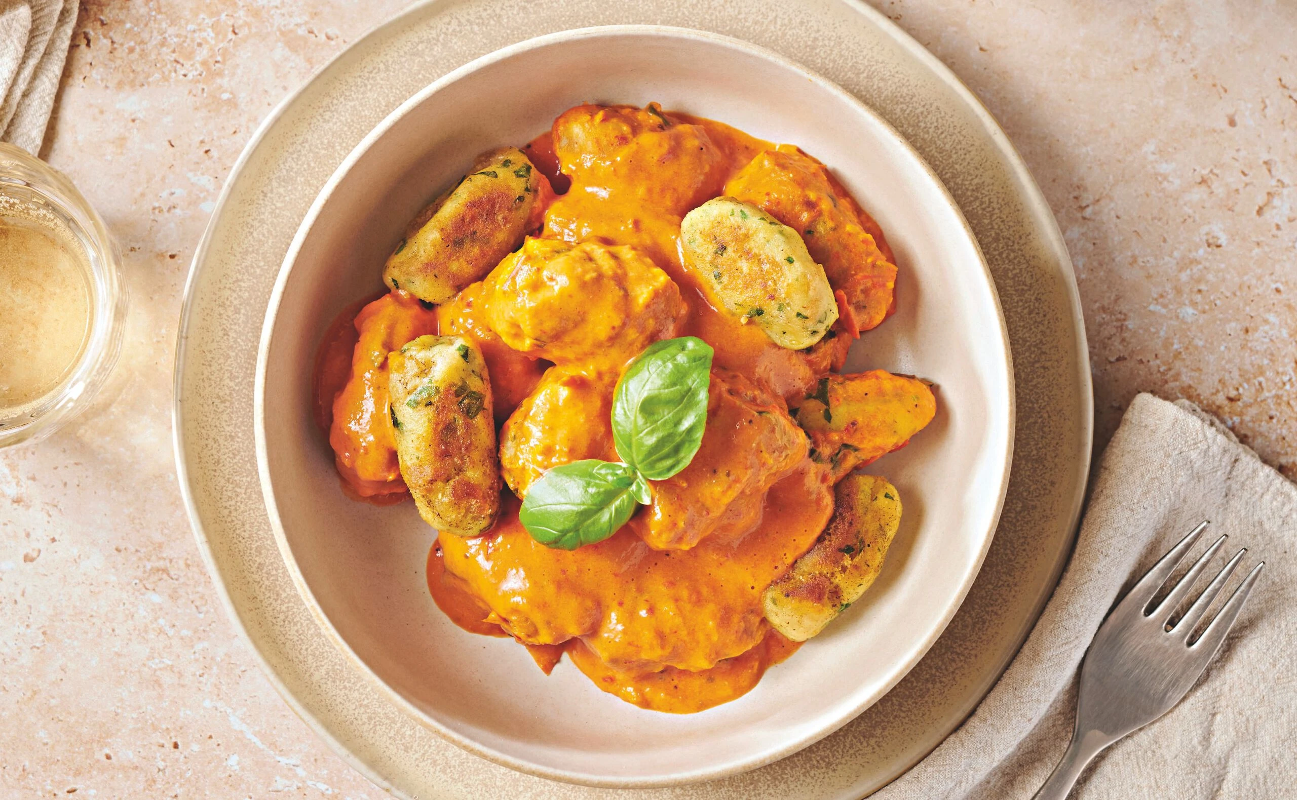 Brot-Gnocchi in gebackener Paradeiser-Schafkäse-Sauce