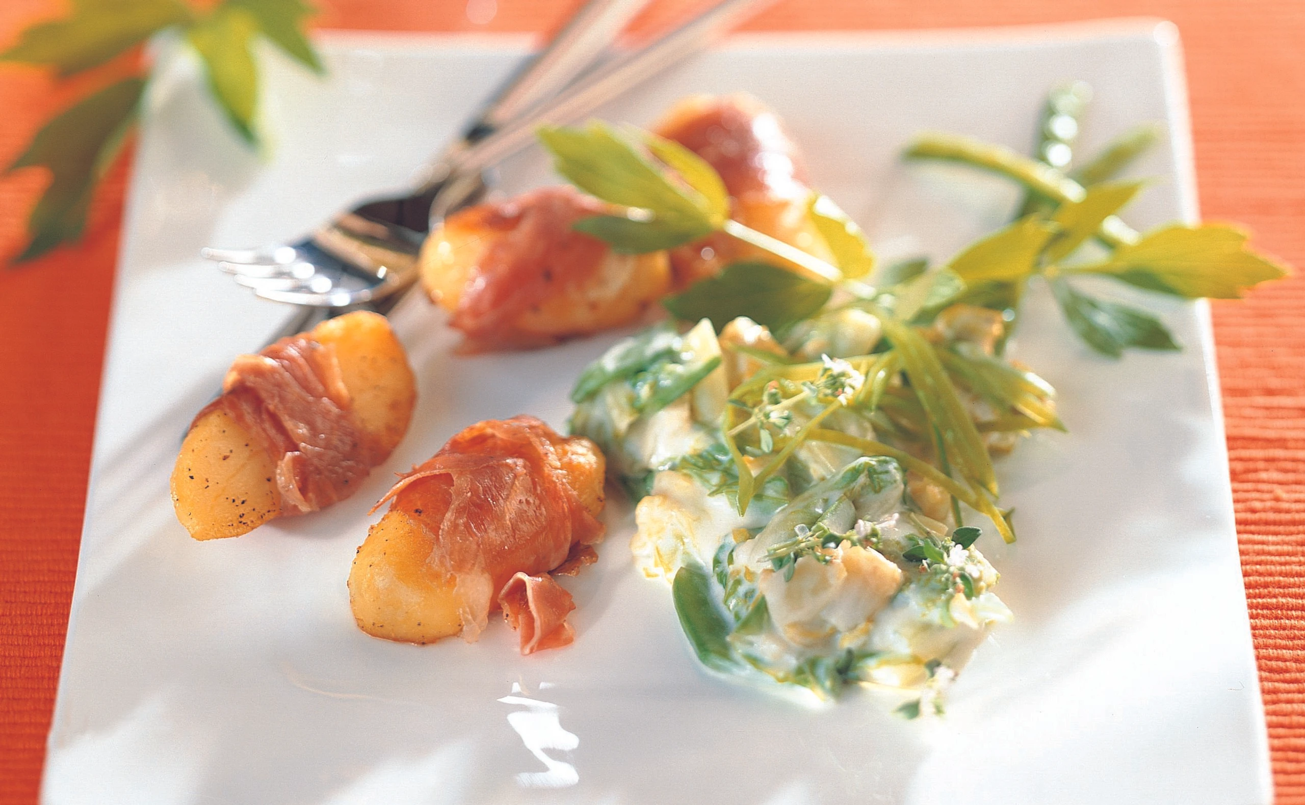 Heurige in Prosciutto-Hülle mit Kochsalat