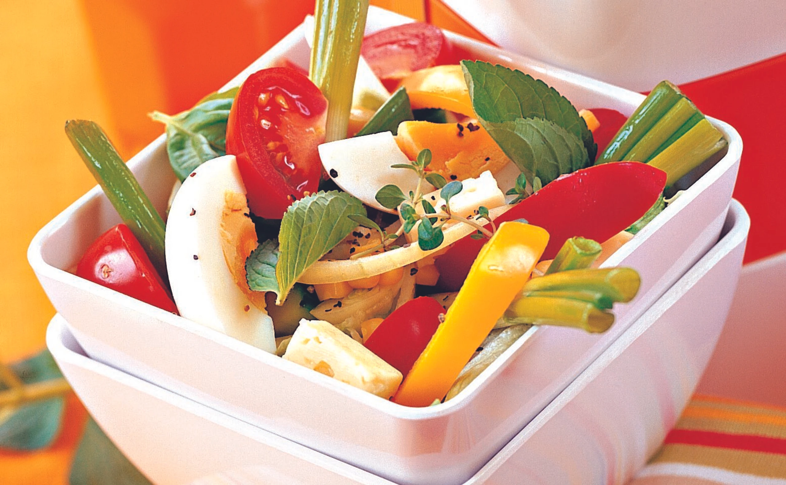 Bunter Salat mit Eiern und Käse