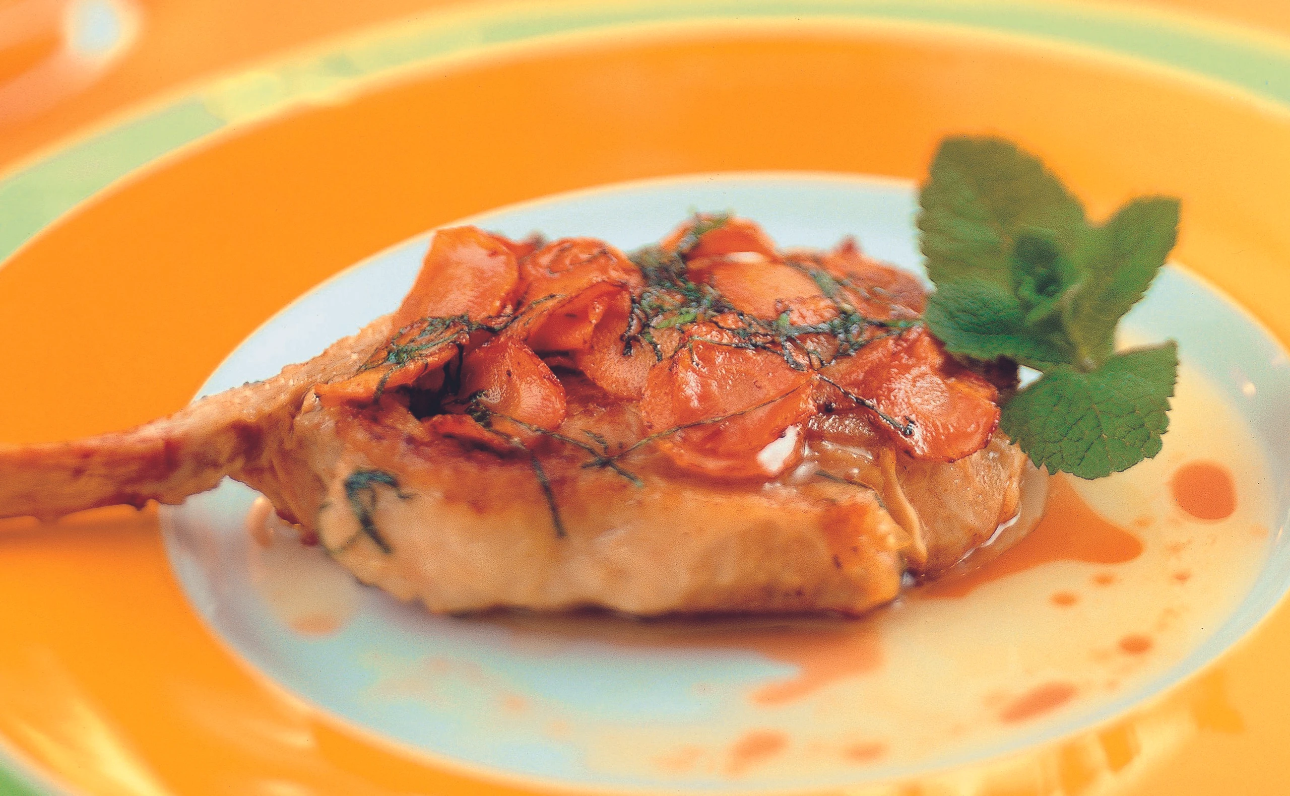 Kalbskotelett mit Pfefferminzöl