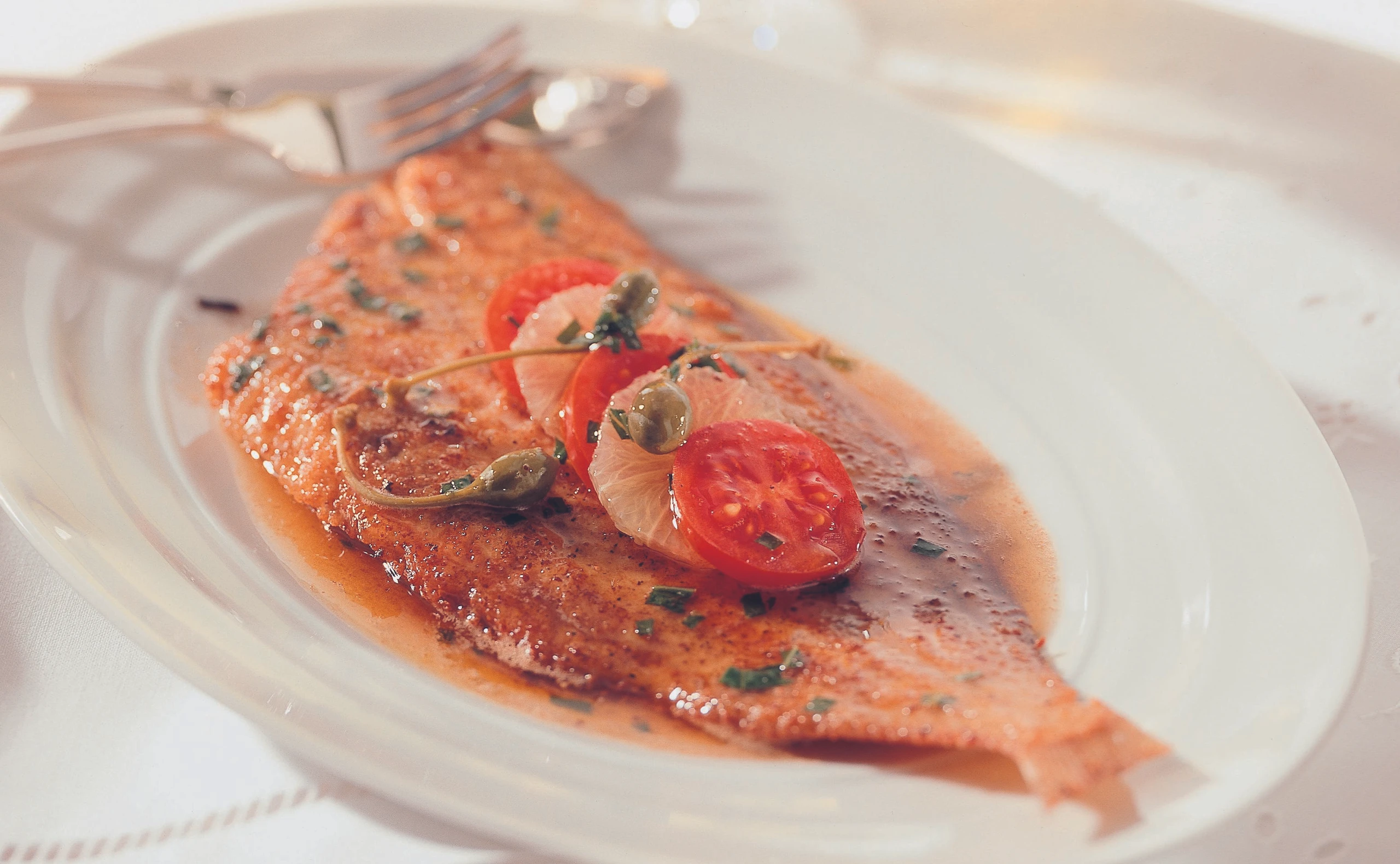 Seezunge mit Kapern und Basilikumbutter