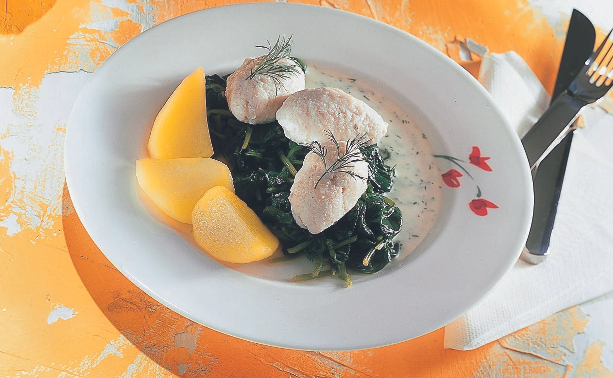 Hechtnockerl mit Dillsauce