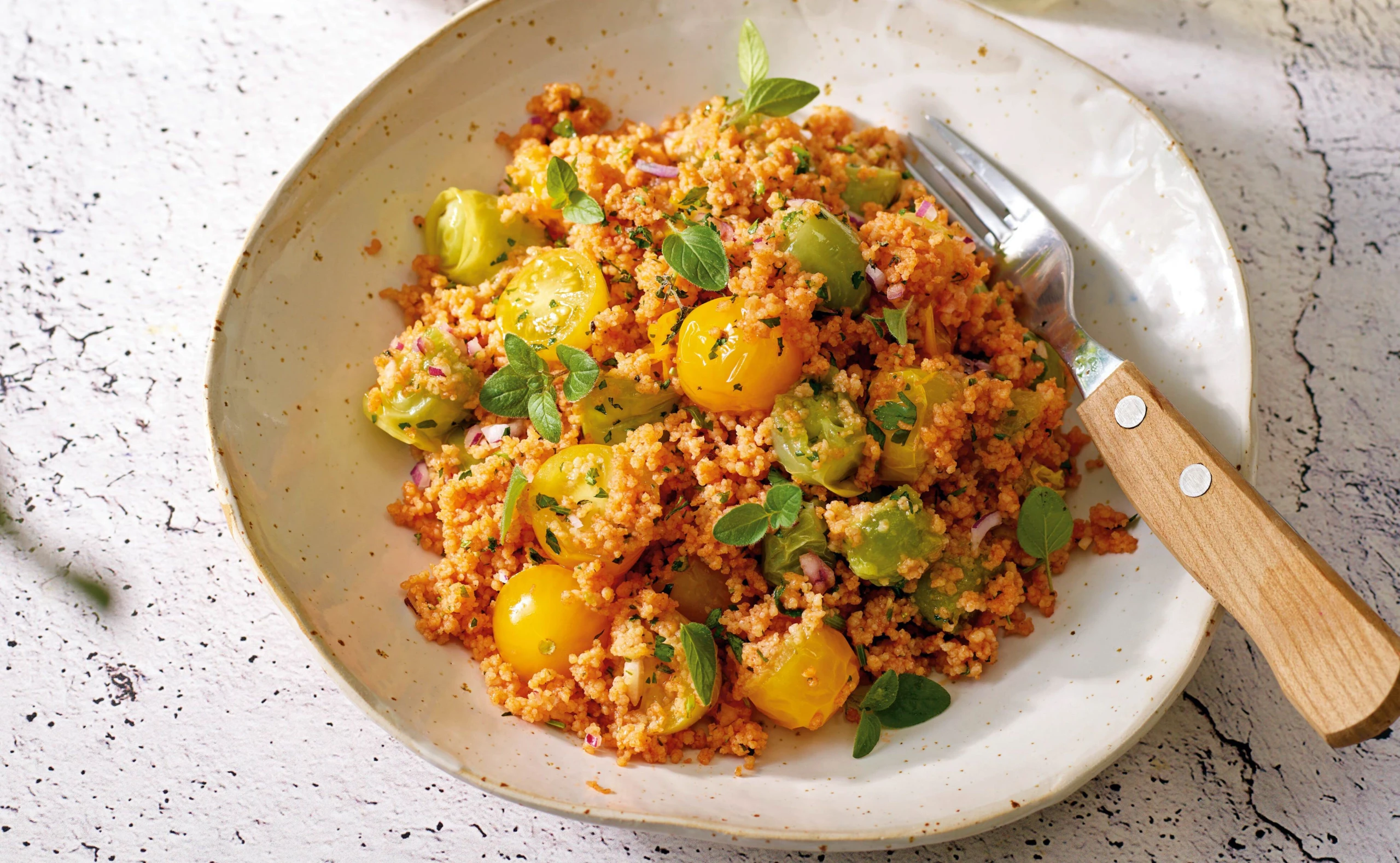 Paradeiser-Couscous mit Fleischbällchen