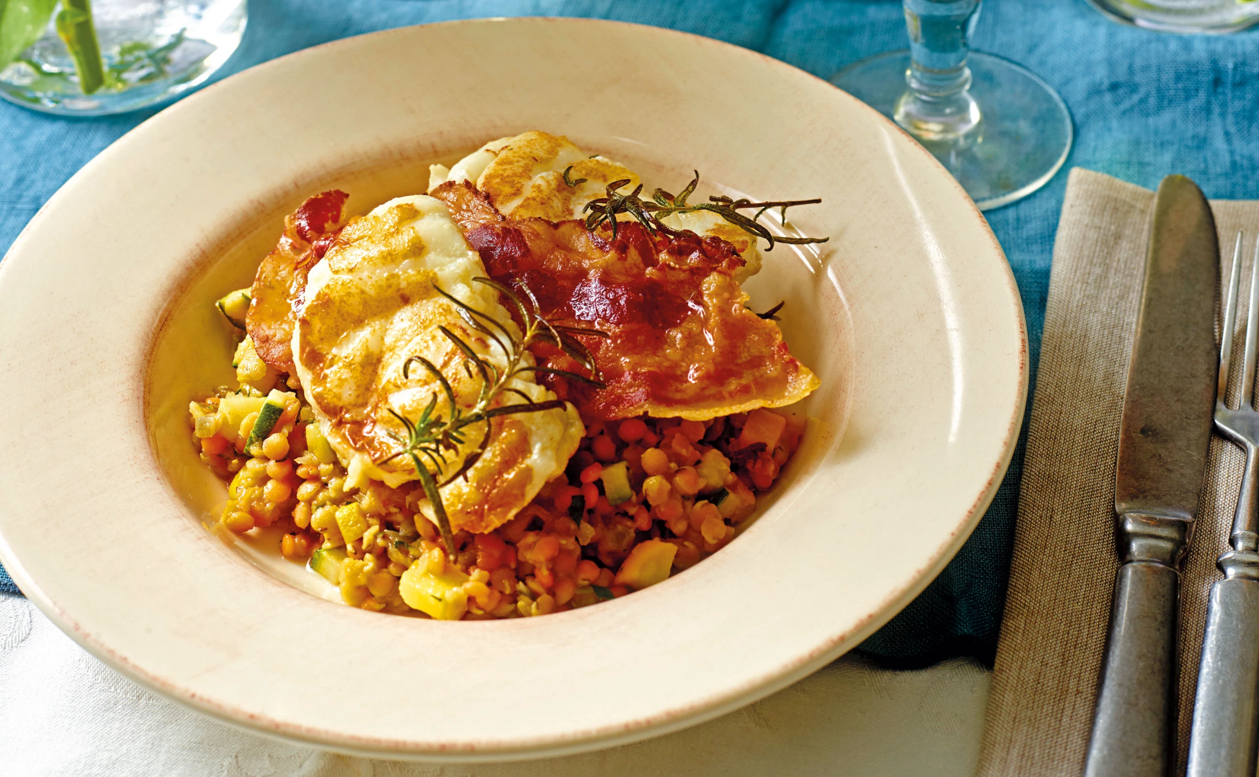 Seeteufel mit Zucchinigemüse