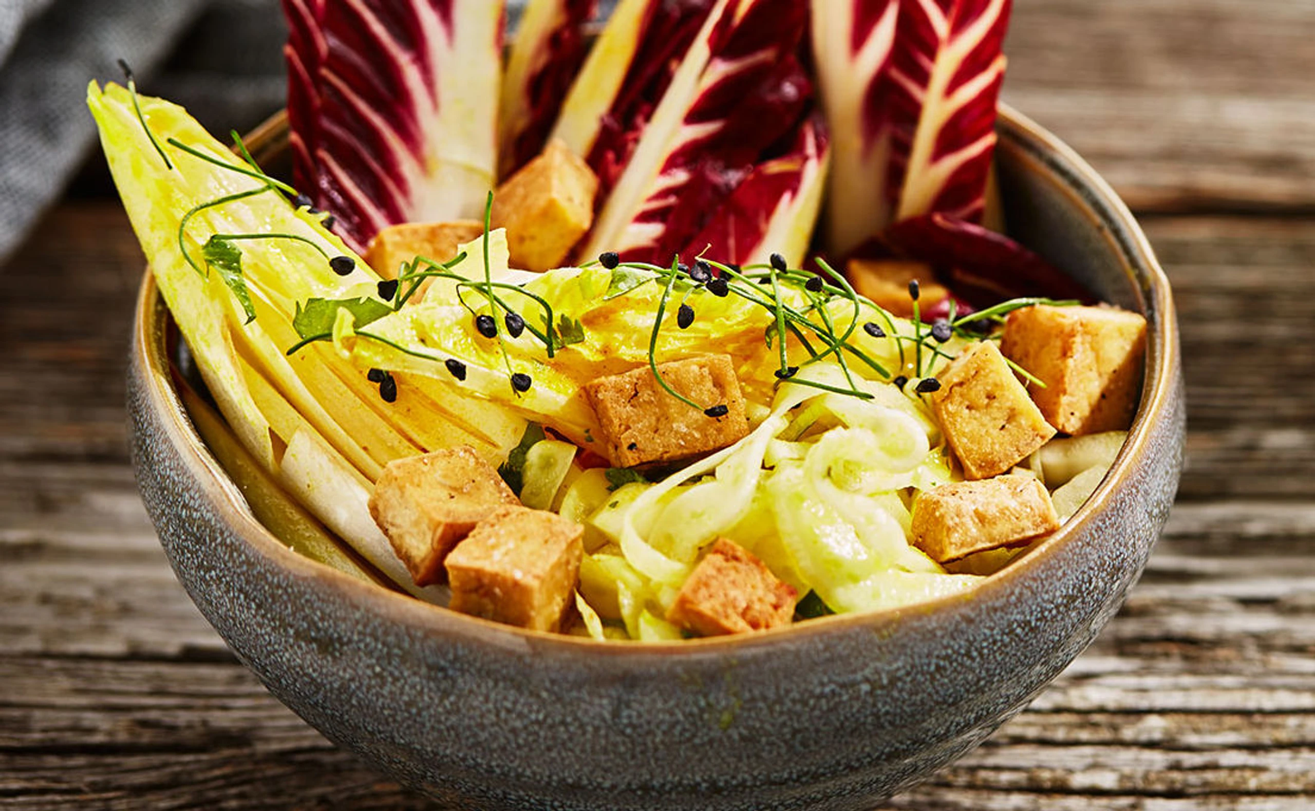 Radicchio-Chicoréesalat mit Fenchel und Currydressing