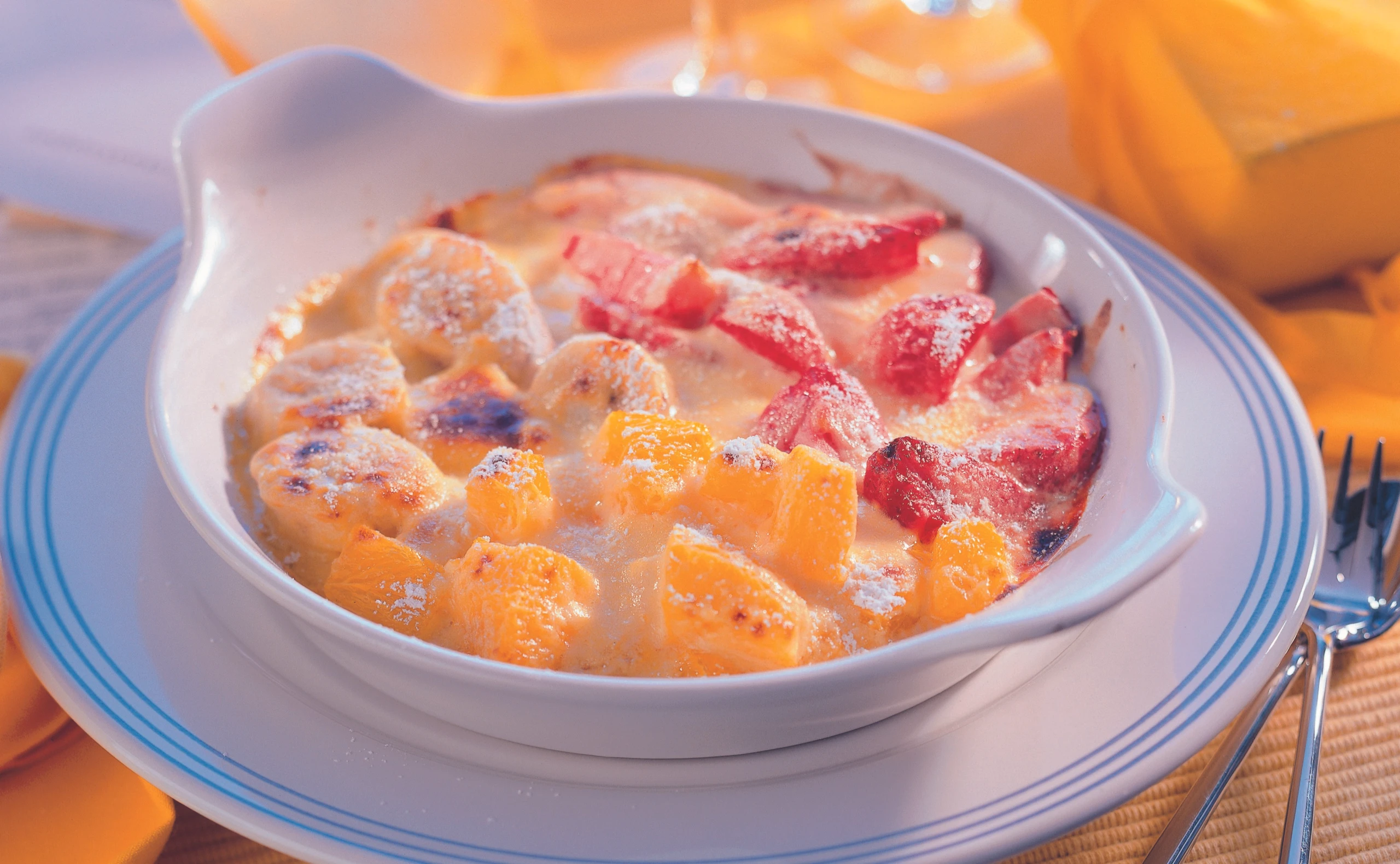 Überbackene Früchte mit Vanillecreme