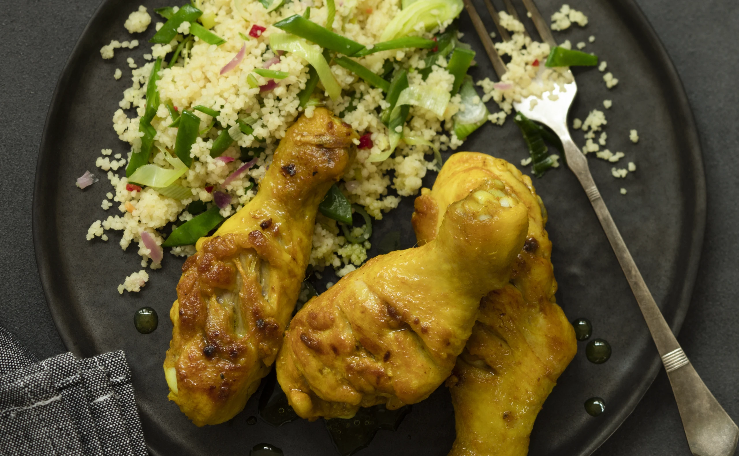 Hendlkeulen mit Couscous