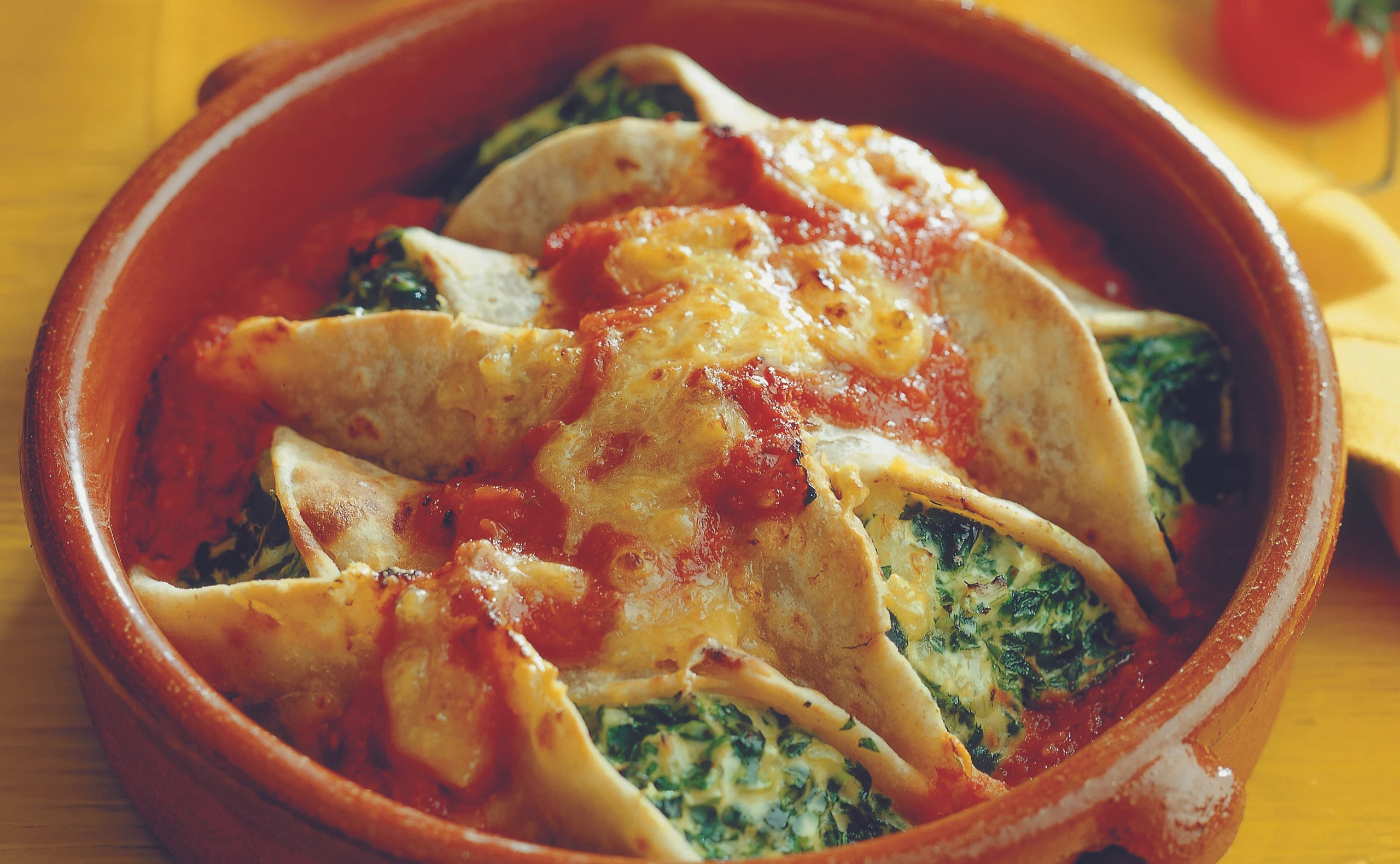 Enchiladas mit Spinat und Ricotta