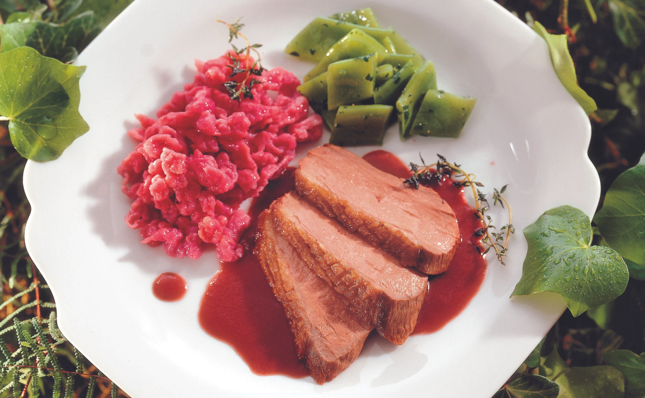 Gebratene Entenbrust mit Kirschen-Ingwersauce