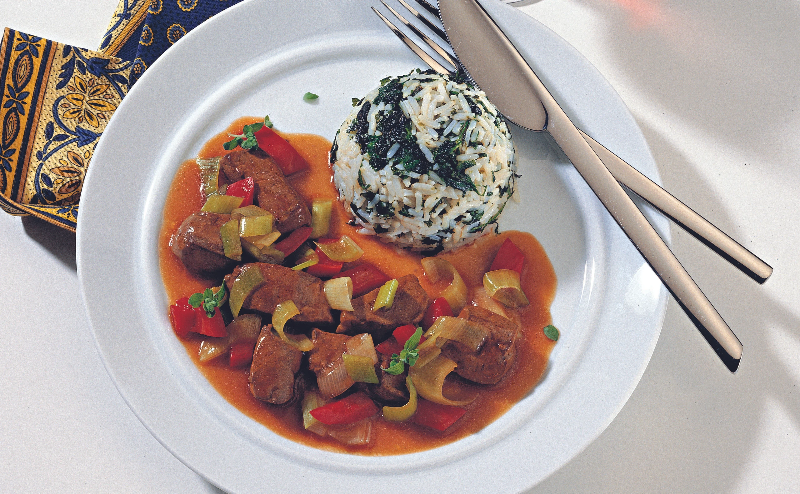 Geschnetzelte Leber mit Lauch und Paprika