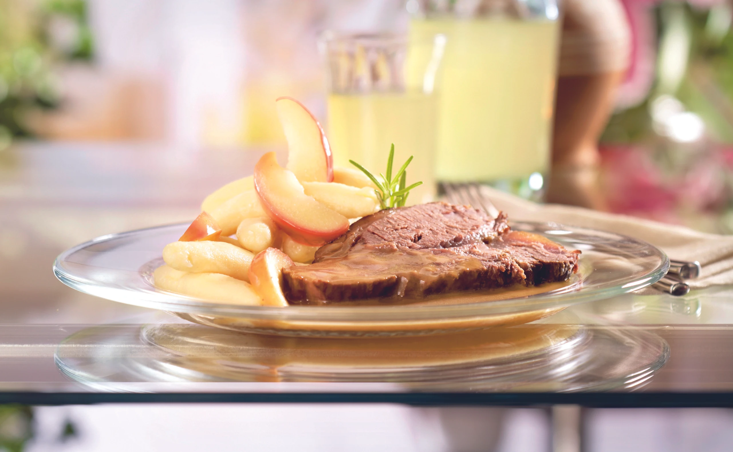 Gespickter Mostbraten mit Schupfnudeln