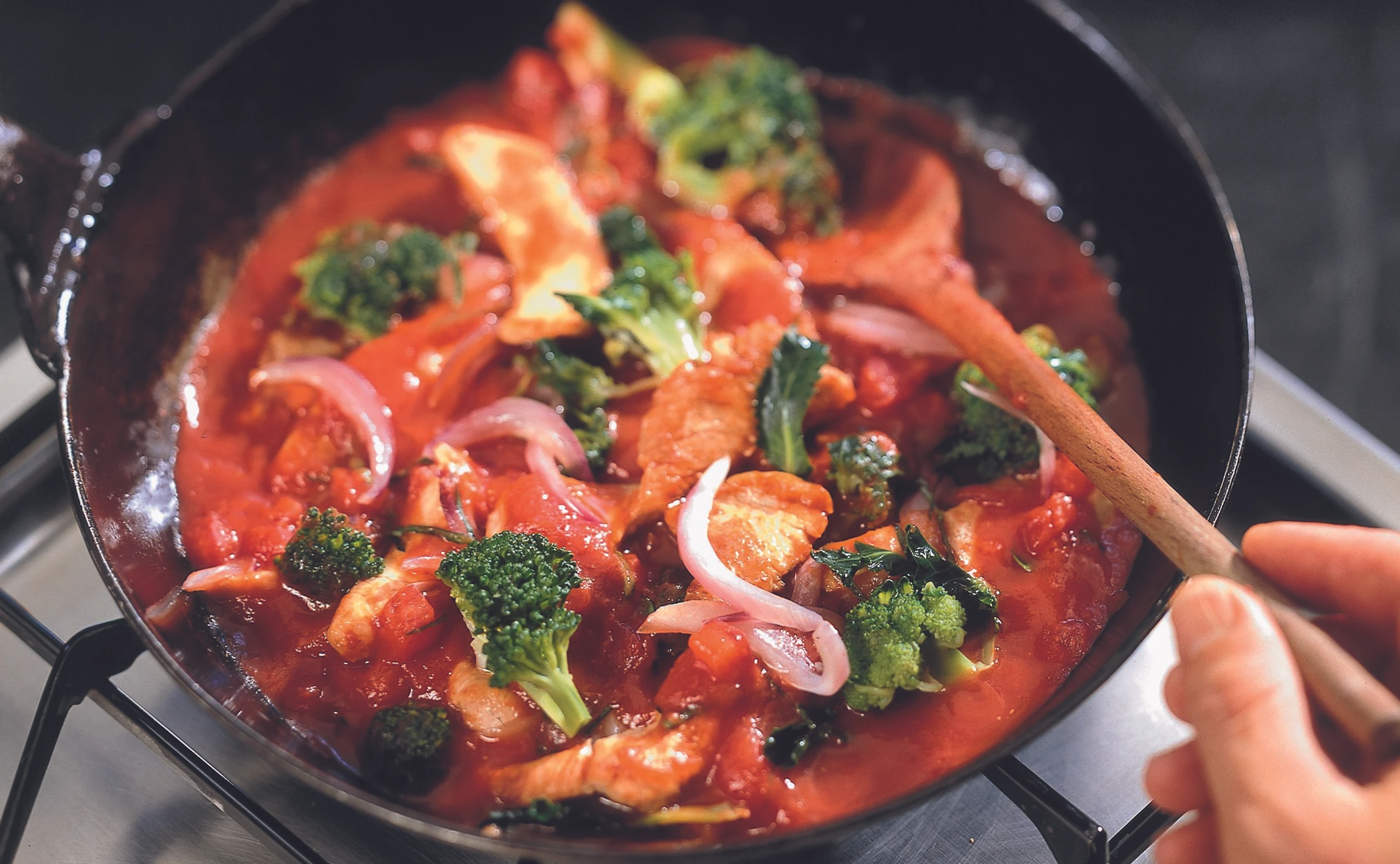 Putengeschnetzeltes mit Gemüse und Couscous