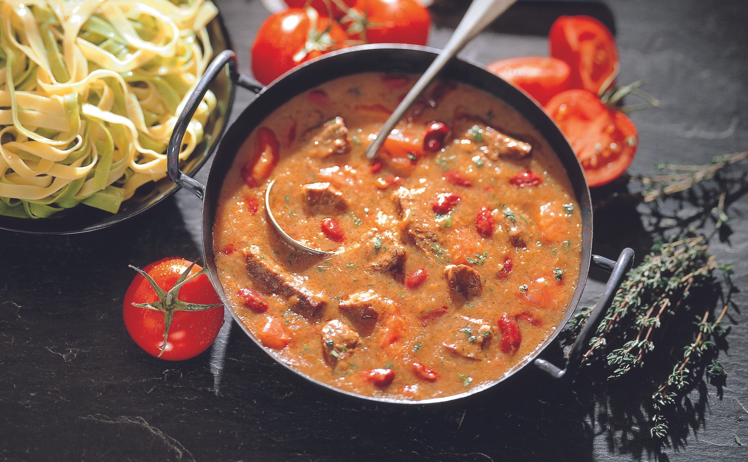Rindsragout mit Bohnen und Paradeisern