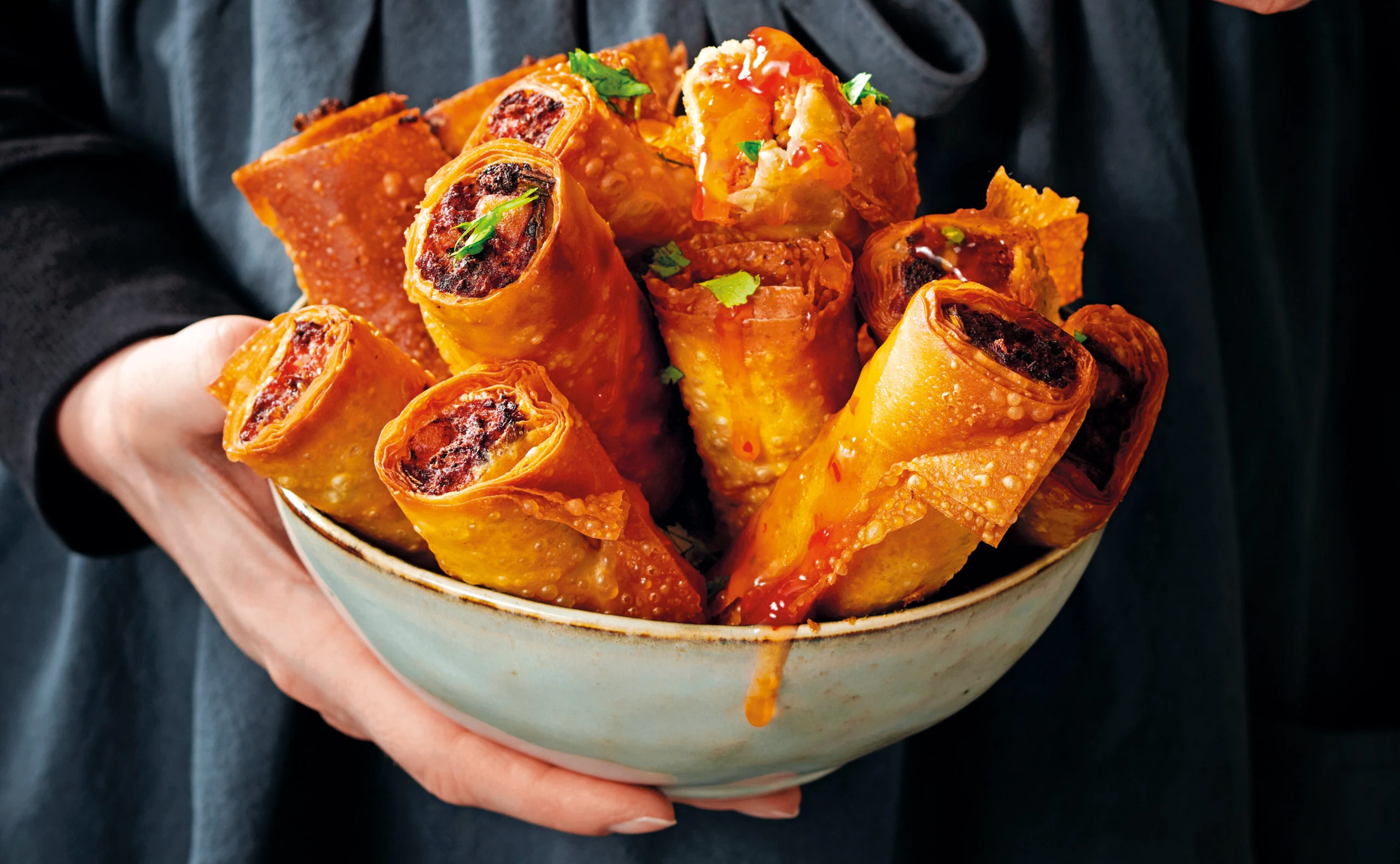 Strudelteig-Röllchen mit Kürbis und Blunze